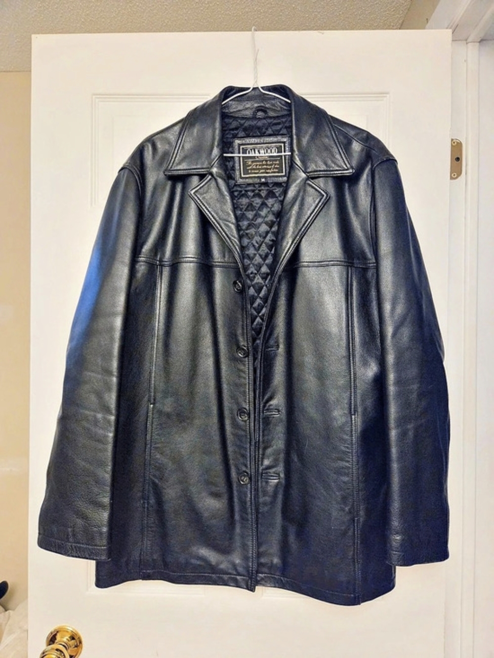 Oakwood Classic Leather Car Coat Black Medium